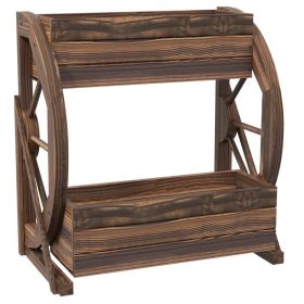 Farmhouse Wooden Wagon Wheel Fir Wood 2 Planter Garden Farmhouse Wooden Wagon Wheel Fir Wood 2 Planter Garden